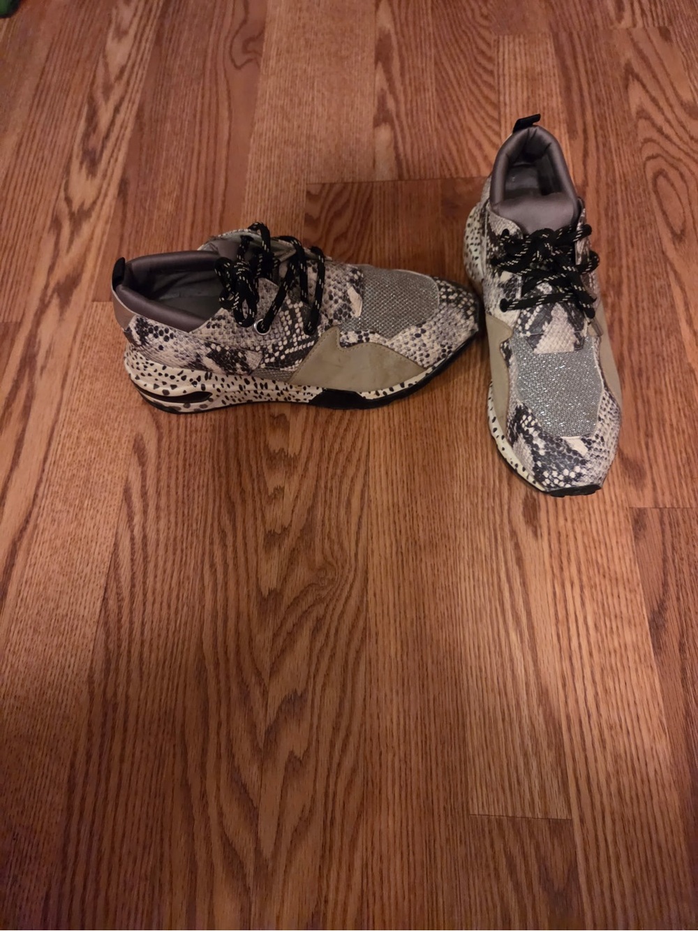 Steve Madden Women's Snake-Print Sneakers in Beige, Gray, and Black